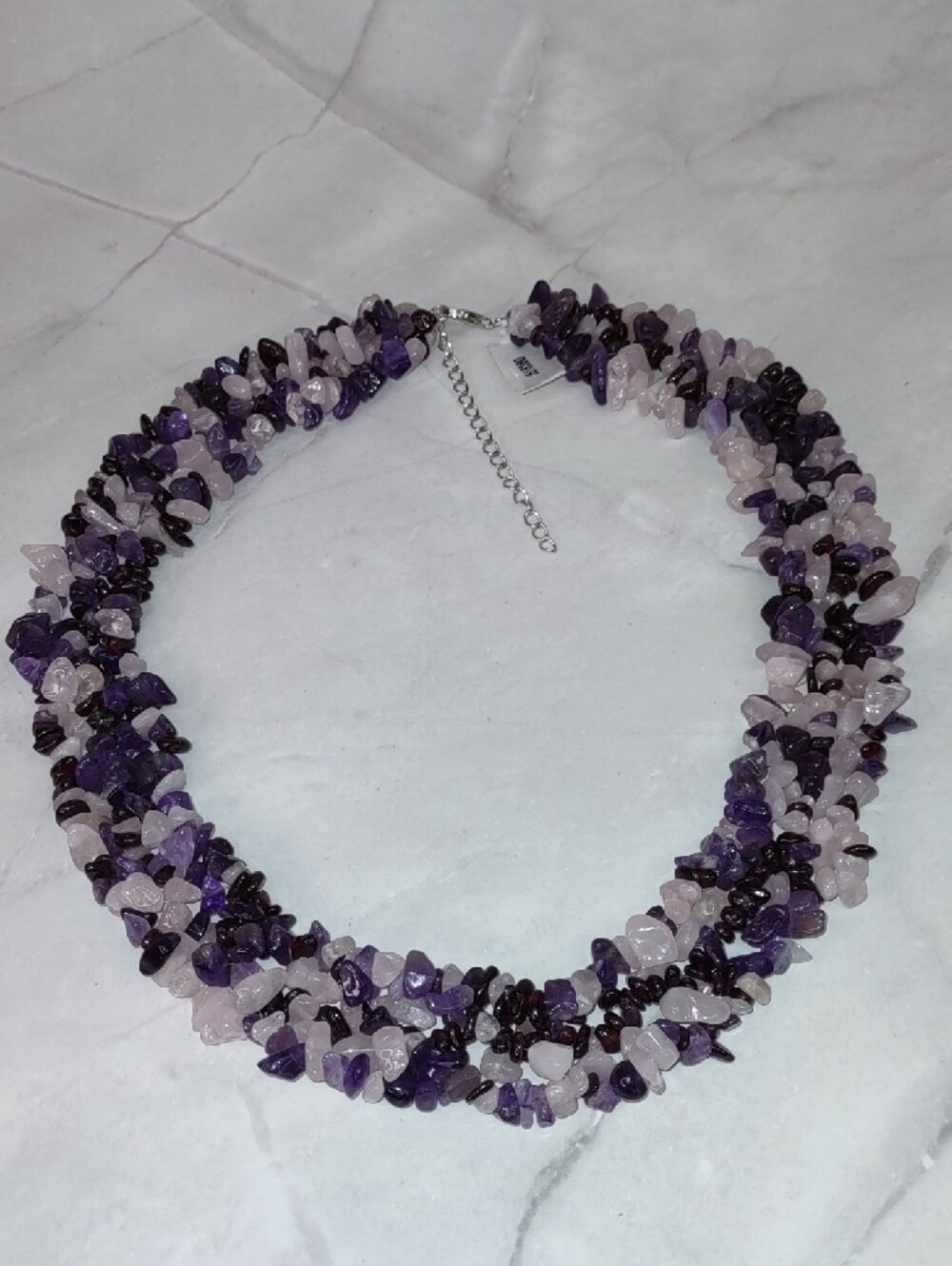 Artisan Crafted Amethyst/Rose Quartz/Garnet Necklace